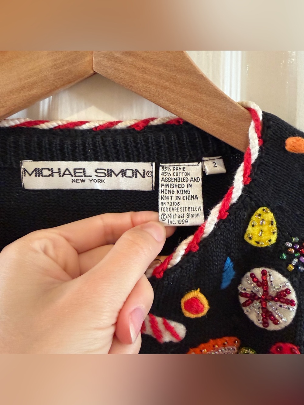 Vintage Michael Simon black knit candy and fruit embellished cardigan - Picture 3 of 8